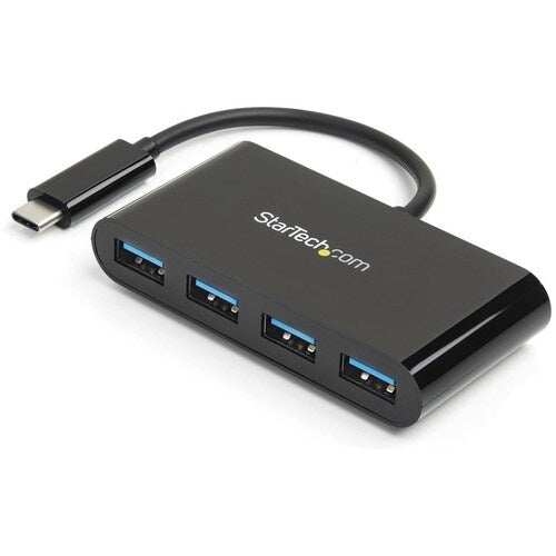 StarTech HB30C4AB, 4 Port USB3.0 Hub, USB-C to USB-A, Black, 2 Year Warranty