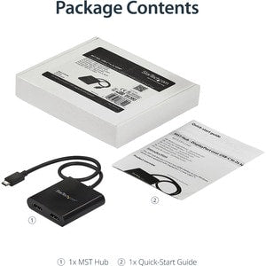 StarTech MSTCDP122HD, Signal Splitter, USB-C to 2xHDMI Out, Black, 3 Year Warranty