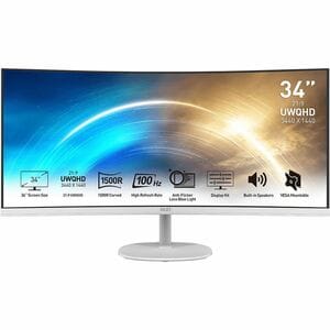 MSI PRO MP341CQW, 34" VA Curved, 3440x1440, 21:9, 1ms, 100Hz, Free Sync, 2xHDMI, 1xDP, Speakers, VESA, Tilit, 3 Year Warranty
