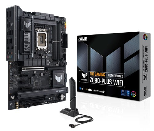 Asus TUF GAMING Z890-PLUS WIFI, ATX, Intel LGA 1851, 4xDDR5, 4xM.2, 4xSATA 6Gb/s, RAID, 4xPCIe, 1xHDMi, 1xDP, 2.5GbE Ethernet, Wi-Fi 7+Bluetooth, 2xUSB-C, 6xUSB-A, 1xTB4, 3 Year Warranty