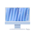 Apple MWV13X/A, iMac AIO, 24" Retina Screen, Apple M4 (10-core CPU, 10-core GPU), 16GB RAM, 256GB NVMe SSD, Keyboard+Mouse, Wireless AX+Bluetooth, MacOS Sequoia, Blue, 1 Year Warranty