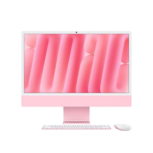 Apple MWV43X/A, iMac AIO, 24" Retina Screen, Apple M4 (10-core CPU, 10-core GPU), 16GB RAM, 256GB NVMe SSD, Keyboard+Mouse, Wireless AX+Bluetooth, MacOS Sequoia, Pink, 1 Year Warranty