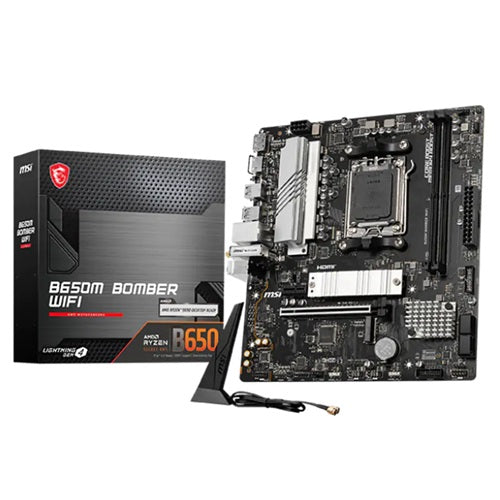 MSI PRO B650M BOMBER WIFI, mATX, AMD AM5, 2xDDR5, 2xM.2, 4xSATA 6Gb/s, RAID, 2xPCIe, 1xHDMI, 1xDP, Wireless AX+Bluetooth, 1xUSB-C, 2xUSB2.0, 3xUSB-A, 3 Year Warranty
