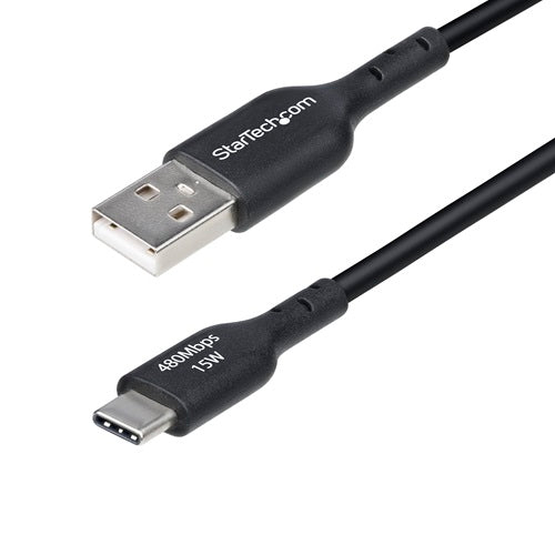 Startech USB2AC1MNC, USB-A to USB-C Charging Cable, 3ft (1m), Charge & Sync, 3A, USB 2.0, Black, Limited Lifetime Warranty