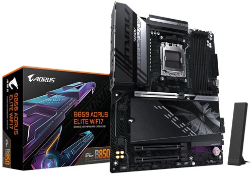 Gigabyte GA-B850-A-ELITE-WF7, ATX, AMD AM5, 4xDDR5, 3xM.2, 4xSATA 6Gb/s, RAID, 3xPCIe, 1xHDMI, 1xDP, GbE LAN, Wi-Fi 7+Bluetooth, 1xUSB-C, 4xUSB2.0, 7xUSB3.2, 3 Year Warranty