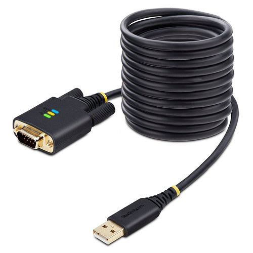 StarTech 1P10FFC-USB-SERIAL, 10ft (3m) USB to Serial Adapter Cable, COM Retention, FTDI, DB9 RS232, Interchangeable DB9 Screws/Nuts, Windows/macOS/Linux, Rugged TPE housing; Copper Shielding, 2 Year Warranty
