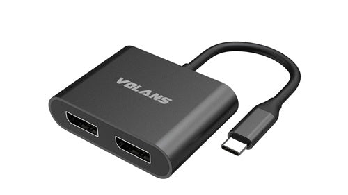 Volans VL-UC2DP-S, Aluminium USB-C to Dual DP1.4 Adapter, 4K@60Hz, 1 Year Warranty