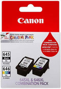 Canon CPG645XLCL646XLC, 1XBlack PG645XL & 1XCL646XL Cart Ink Cartridge, Page Yield: 300-400 Pages, Compatible: PIXMA MG2460, MG2560, MG2960, MG3060, MX496, TR4560, TS3160/3360 Series, 1 Year Warranty