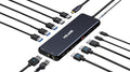 Volans VL-UCH2P(V2), Aluminum 13-in-1 Triple Display USB-C Hub with 100W PD, ABS dock with 2 HDMI2.0 (4K@60/30Hz), DP1.4 4K@60Hz, 4 USB‑A (3×5Gb/s, 1×10Gb/s), 2 USB‑C (100W PD, 10Gb/s), 2 USB2.0, 3.5mm audio, Gigabit RJ45, 1 Year Warranty