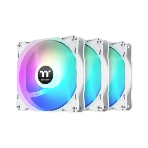 Thermaltake CL-F205-PL12SW-A, LE 120 ARGB PWM Cooling Fan, Size: 120mm, Airflow: 66.1CFM, Noise: 25.2dB(A), Pack of Three,  Hydraulic Bearing, White, 2 Year Warranty