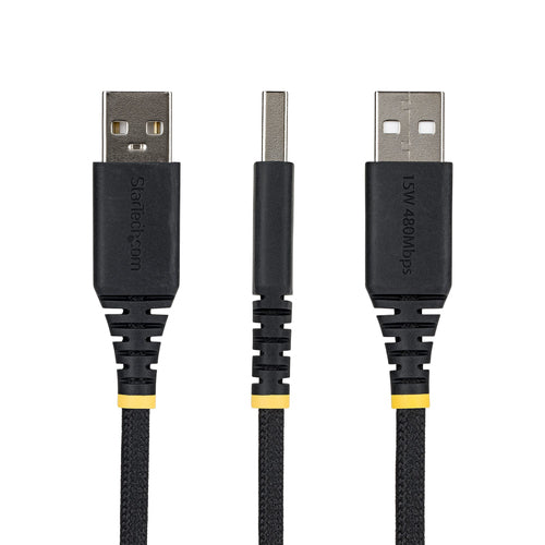 StarTech.com 15cm (6in) USB-A to USB-C Fast Charging Cable, 15W 3A, Dual-Layer Braided Nylon/TPE Jacket, Durable USB-A to Type C Charger Cord, USB A to USB C Cable