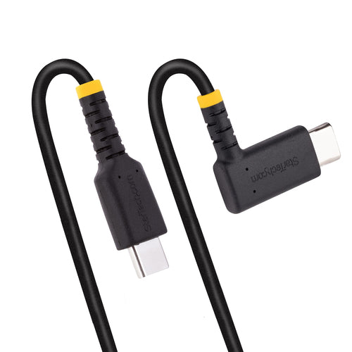 StarTech.com 3ft (1m) USB-C Fast Charging Cable, Rugged, Right-Angled, Charge & Sync, 60W (3A) PD, USB 2.0, TPE Jacket and Aramid Fiber - USB C Charging Cord