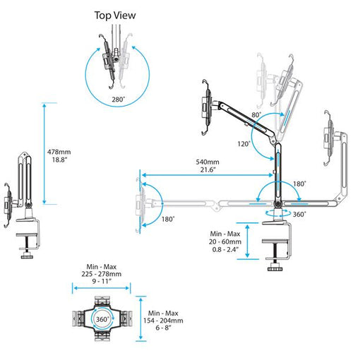 StarTech.com Desk-Mount Tablet Arm - Articulating - For iPad or Android - TAA
