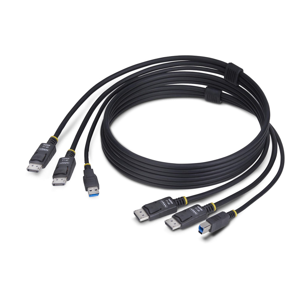 StarTech.com 6ft (1.8m) Dual-DisplayPort and USB 5Gbps KVM Cable, 4K 60Hz, Universally Compatible DP 1.2/USB 3.0 Combo Cable for Dual-Monitor KVM Switches