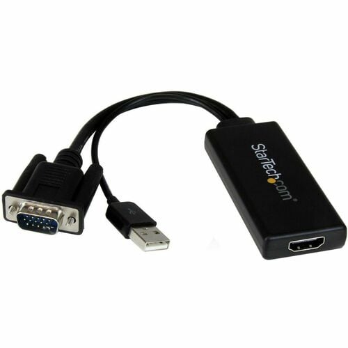 StarTech VGA2HDU, VGA to HDMI Adapter with USB Audio & Power, Portable VGA to HDMI Converter, 1080p, 1x15-pin HD-15, Male, 1 x 4-pin USB Type A, Male - 1 x 19-pin HDMI Digital Audio/Video, Female, 2 Year Warranty