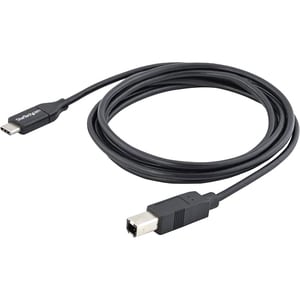 StarTech USB2CB2M, USB-C to USB-B Cable, Male to Male, USB2.0, Length: 2m, Black, LImited Lifetime Warranty