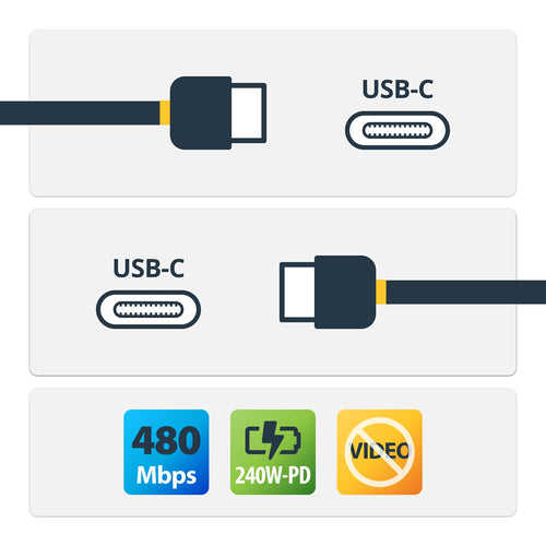 StarTech.com 6.6ft (2m) USB-C Charging Cable, Charge & Sync, 240W (5A) PD EPR, USB 2.0 Laptop Charger Cable, USB-IF Certified, TPE Jacket - Black USB C Charging Cord