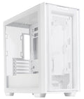 ASUS A21 White Micro ATX Case, Tempered Glass Side Window, No PSU, 2x USB 3.2, HD Audio, Mesh Front Panel