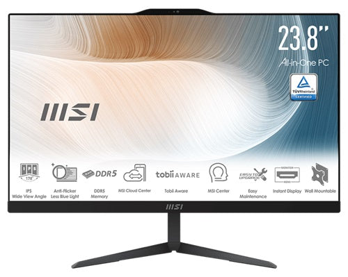 MSI MODERN-AM242P-1M-1651AU, AIO, 23.8", FHD Screen, Intel Core 7-150U, 16GB DDR5 RAM, 1TB NVMe SSD, Webcam, Keyboard+Mouse, WirelessAX+Bluetooth, Windows11 Pro, Black, 3 Year Onsite Warranty