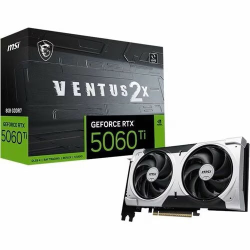 *Limit 1 Unit per Customer* MSI G506T-8V2CP, Nvidia GeForce RTX 5060 Ti 8G VENTUS 2X PLUS, 8GB GDDR7, Core Clock: 2602MHz, Cuda Core: 4608, 1xHDMI, 3xDP, PSU: 600W, PCIe5.0, 3 Year Warranty