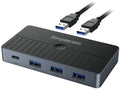 Simplecom KM320, 2-Way SuperSpeed USB Switch 4-Port Hub with USB-C USB 3.0, 5Gbps, 1 Year Warranty