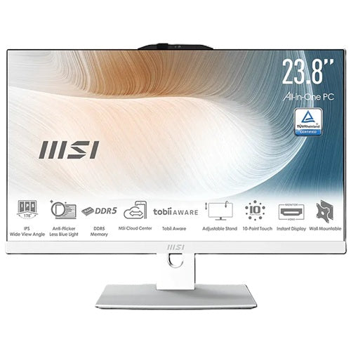 MSI MODERN AM242P 1M-2084AU, AIO, 23.8" FHD IPS Screen, Intel Core 7 150U, 16GB DDR5 RAM, 1TB NVMe SSD, Keyboard+Mouse, Wireless AX+Bluetooth, Windows 11 Pro, White, 3 Year Warranty