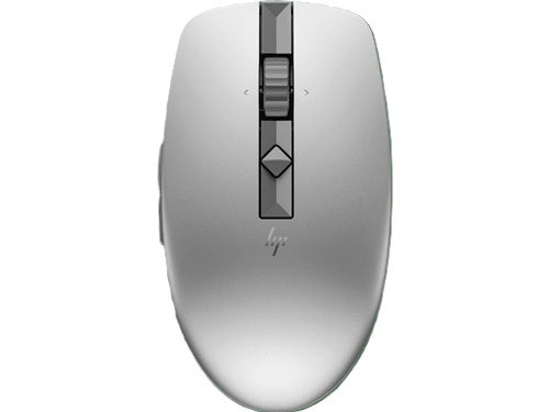 HP 6E6F1AA, 710 Rechargeable Silent Bluetooth Mouse, 6 Programmable Buttons, Connect with 2.4GHz dongle or Bluetooth 5.3, Silver, 1 Year Warranty