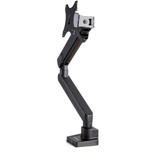 StarTech.com Desk Mount Monitor Arm with 2x USB 3.0 ports, Slim Full Motion Single Monitor Mount, up to 34" (17.6lb/8kg) VESA Display, Clamp/Grommet Mount, Mechanical Spring