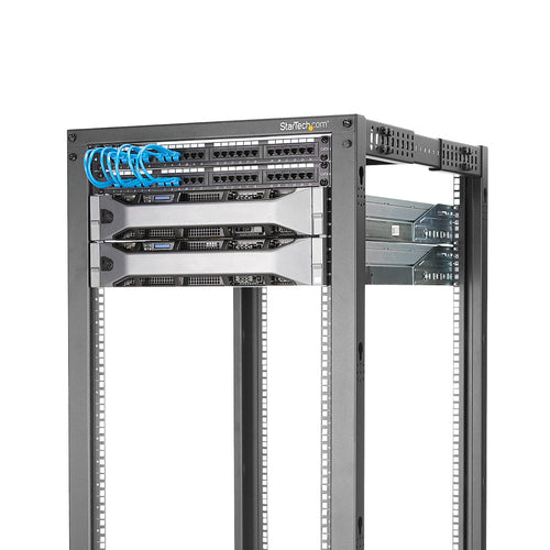 StarTech.com 18U 4-Post Server Rack, 19in Open Frame Rack with 40in (101cm) Mounting Depth and 1200lb (544kg) Weight Capacity, Mobile or Floor Mount IT Rack