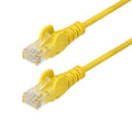StarTech.com 25cm Yellow Slim CAT6 Ethernet Cable, Snagless, 100W PoE, UTP, LSZH, 28AWG Pure Bare Copper Wire, Slim RJ45 Network Patch Cord w/Strain Reliefs, Individually Tested