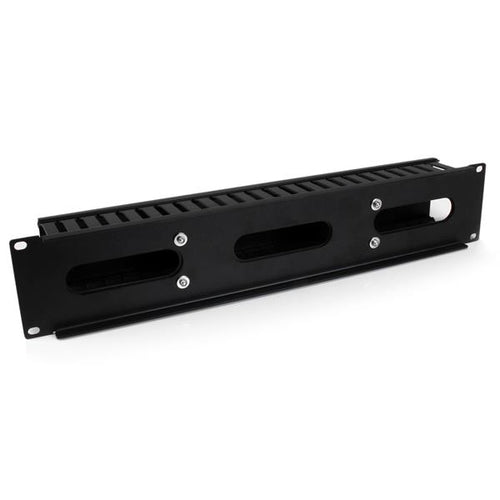 StarTech.com Horizontal 2U Server Rack Cable Management Finger Duct w/ Cover - 19" Network Rack Wire Duct Raceway Panel - Slotted Wire Duct