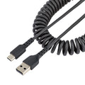 StarTech.com 1.6ft (50cm) USB-A to USB-C Fast Charging Cable, Rugged, Coiled, Charge & Sync, 3A, USB 2.0, TPE Jacket and Aramid Fiber - USB Charging Cord