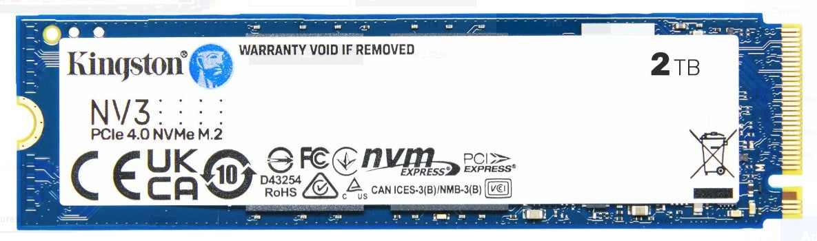 Kingston SNV3S NV3 2TB PCle 4.0x4 NVMe M.2 2280 Gen4 SSD 6000/5000MB/s 3D HAND compaitible Notebook and SFF 5Y Limited (LS)
