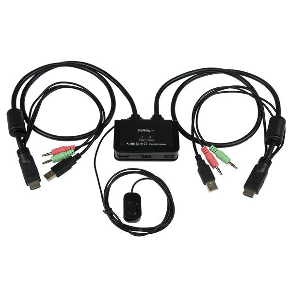 Startech SV211HDUA , 2 Port USB HDMI Cable KVM Switch with Audio and Remote Switch, USB Powered KVM with HDMI, 2 Years
