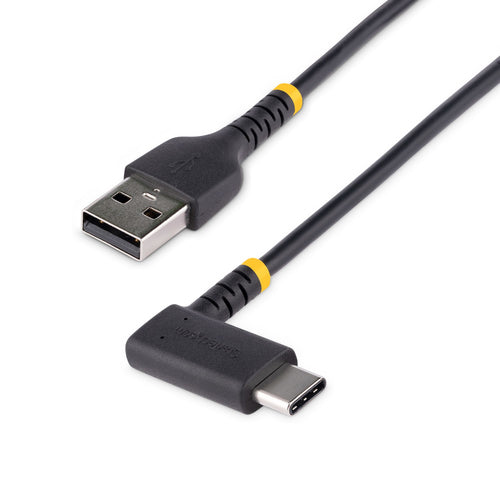 StarTech.com 6in (15cm) USB-A to USB-C Fast Charging Cable, Rugged, Right-Angled, Charge & Sync, 3A, USB 2.0, TPE Jacket and Aramid Fiber - USB Charging Cord