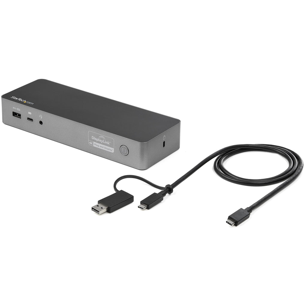 StarTech.com Universal Laptop Docking Station, Hybrid USB-C & USB-A Dock, Dual 4K DP & HDMI, 60W PD, Mac / Windows / Chrome OS, 4x USB 5Gbps Hub, GbE