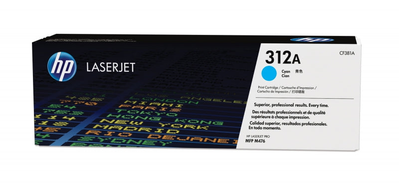 HP CF381A, Toner Cartridge Laserjet 312A Cyan, Cartridge yields approximately 2,700 pages