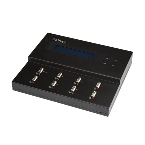 StarTech.com Standalone 1 to 7 USB Thumb Drive Duplicator and Eraser, Multiple USB Flash Drive Copier, System and File and Whole-Drive Copy at 1.5 GB/min, Single and 3-Pass Erase, LCD Display - TAA