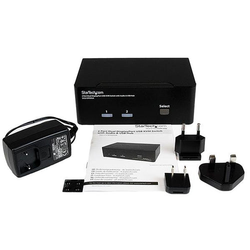 StarTech.com 2 Port Dual DisplayPort USB KVM Switch with Audio & USB 2.0 Hub - TAA