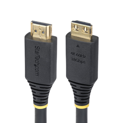 StarTech.com 15ft (4.6m) High Speed HDMI Cable with Gripping Connectors, 4K 60Hz/1440p 144Hz, HDR10/HDCP 2.2/ARC, 18Gbps, UHD HDMI Cord for TV/Monitor/Display, TPE Jacket