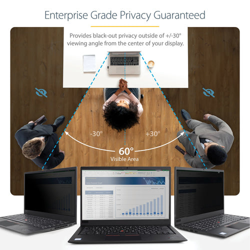 StarTech.com 17.3-inch 16:9 Laptop Privacy Filter, Anti-Glare Privacy Screen w/51% Blue Light Reduction, Notebook Screen Protector w/ +/- 30 Degrees Viewing Angle, Matte/Glossy