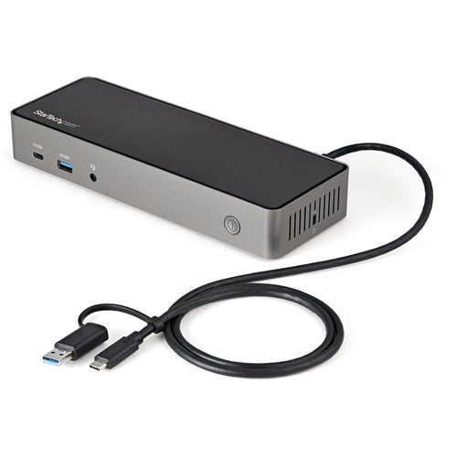 StarTech.com USB-C & USB-A Dock - Hybrid Universal Triple Monitor Laptop Docking Station w/ DisplayPort & HDMI 4K 60Hz - 85W Power Delivery, 6x USB Hub, GbE, Audio - USB 3.1 Gen 2 10Gbps