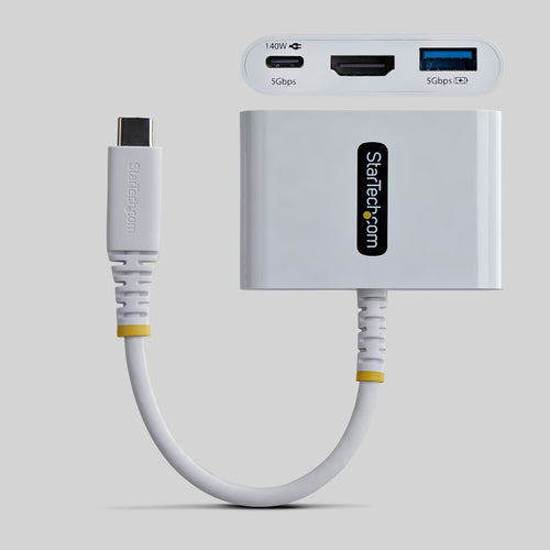 StarTech.com USB-C to HDMI Multiport Adapter with 140W PD Charging, 4K 60Hz HDMI, USB 5Gbps Hub, Mini Dock For MacBook / Dell / Thinkpad / HP / iPad / Tablets