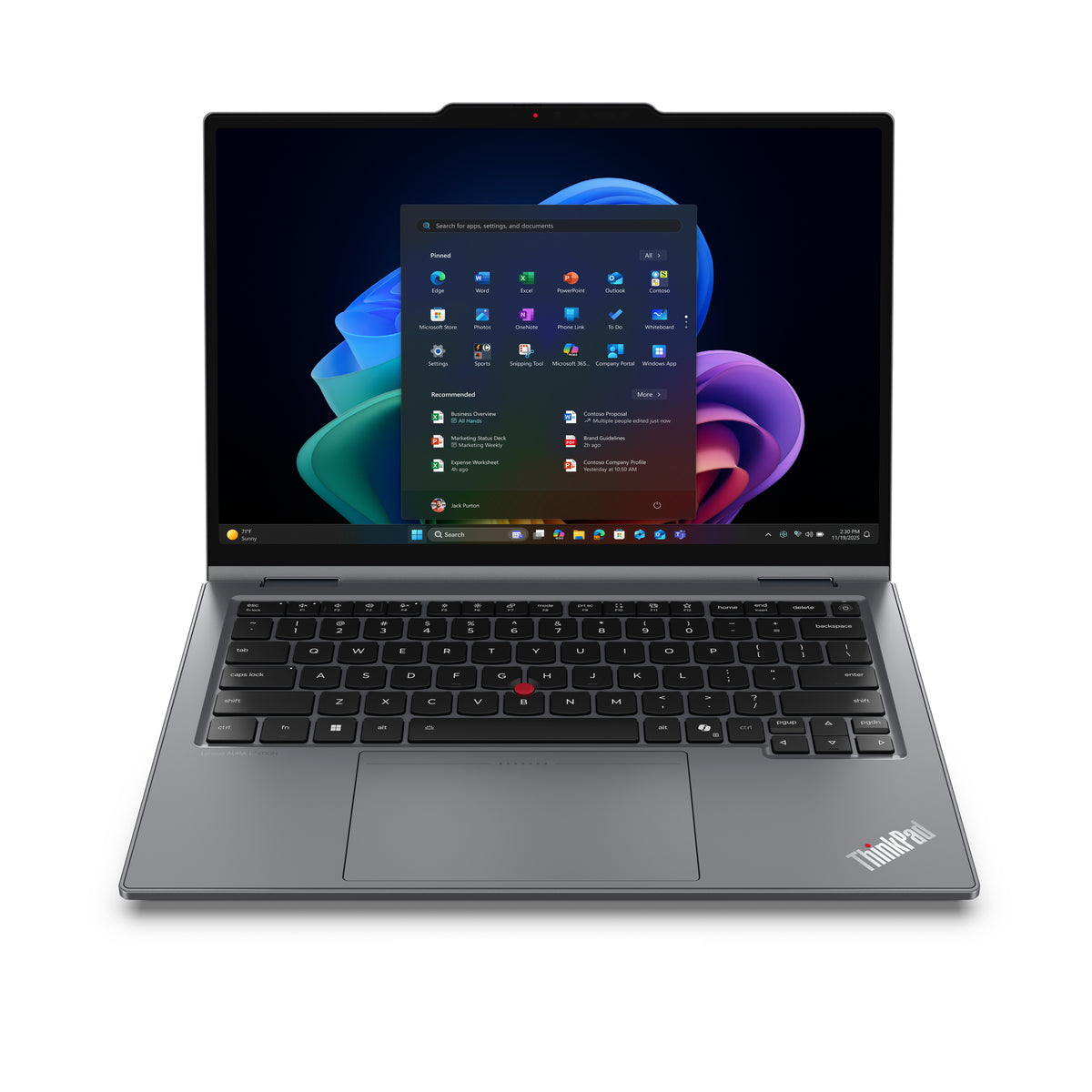 Lenovo ThinkPad X1 2-in-1 Gen 11 Aura Edition Copilot+ PC Intel Core Ultra 7 355 Hybrid (2-in-1) 35.6 cm (14") Touchscreen WUXGA 32 GB LPDDR5x-SDRAM 512 GB SSD Wi-Fi 7 (802.11be) Windows 11 Pro Grey English