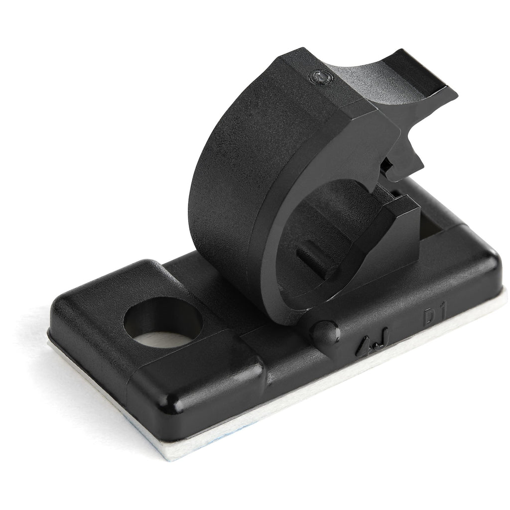 StarTech.com 100 Adhesive Cable Management Clips Black - Network/Ethernet/Office Desk/Computer Cord Organizer - Sticky Cable/Wire Holders - Nylon Self Adhesive Clamp UL/94V-2 Fire Rated - TAA