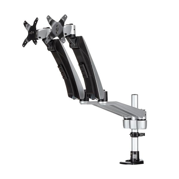 Startech ARMDUAL30, Mounting Arm for Monitor, 2 Display Supported, 30" Screen Support, 18 kg Load Capacity, TAA Compliant, VESA, Adjuatable Height, Black/Silver, 5 Year Warranty