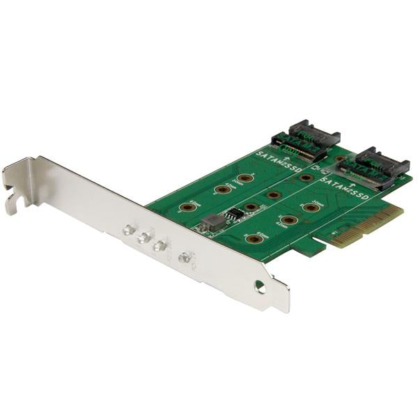 StarTech PEXM2SAT32N1, 3-Port M.2 SSD (NGFF) Adapter Card - 1 x PCIe (NVMe) M.2 2 x SATA III M.2 - PCIe 3.0 - PCI Express 3.0 M.2 NGFF Card - SSD Host Card, 2 Years