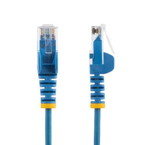 StarTech.com 50cm Blue Slim CAT6 Cable, 10 Pack, Snagless, 100W PoE, UTP, LSZH, 28AWG Pure Bare Copper Wire, Slim RJ45 Network Patch Cord w/Strain Reliefs, Individually Tested