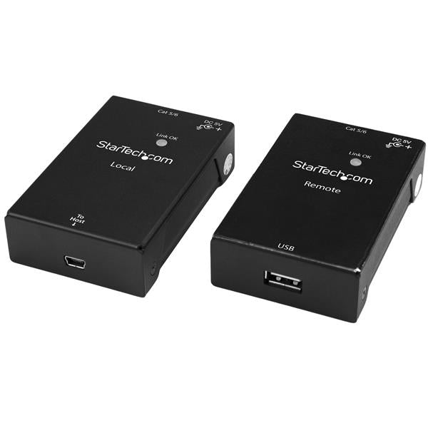 StarTech USB2001EXTV, USB 2.0 Over Cat5 or Cat6 Extender Kit, 50m, High Speed USB Port Ethernet Extender Adapter Kit, 1 Year Warranty