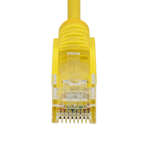 StarTech.com 25cm Yellow Slim CAT6 Ethernet Cable, Snagless, 100W PoE, UTP, LSZH, 28AWG Pure Bare Copper Wire, Slim RJ45 Network Patch Cord w/Strain Reliefs, Individually Tested